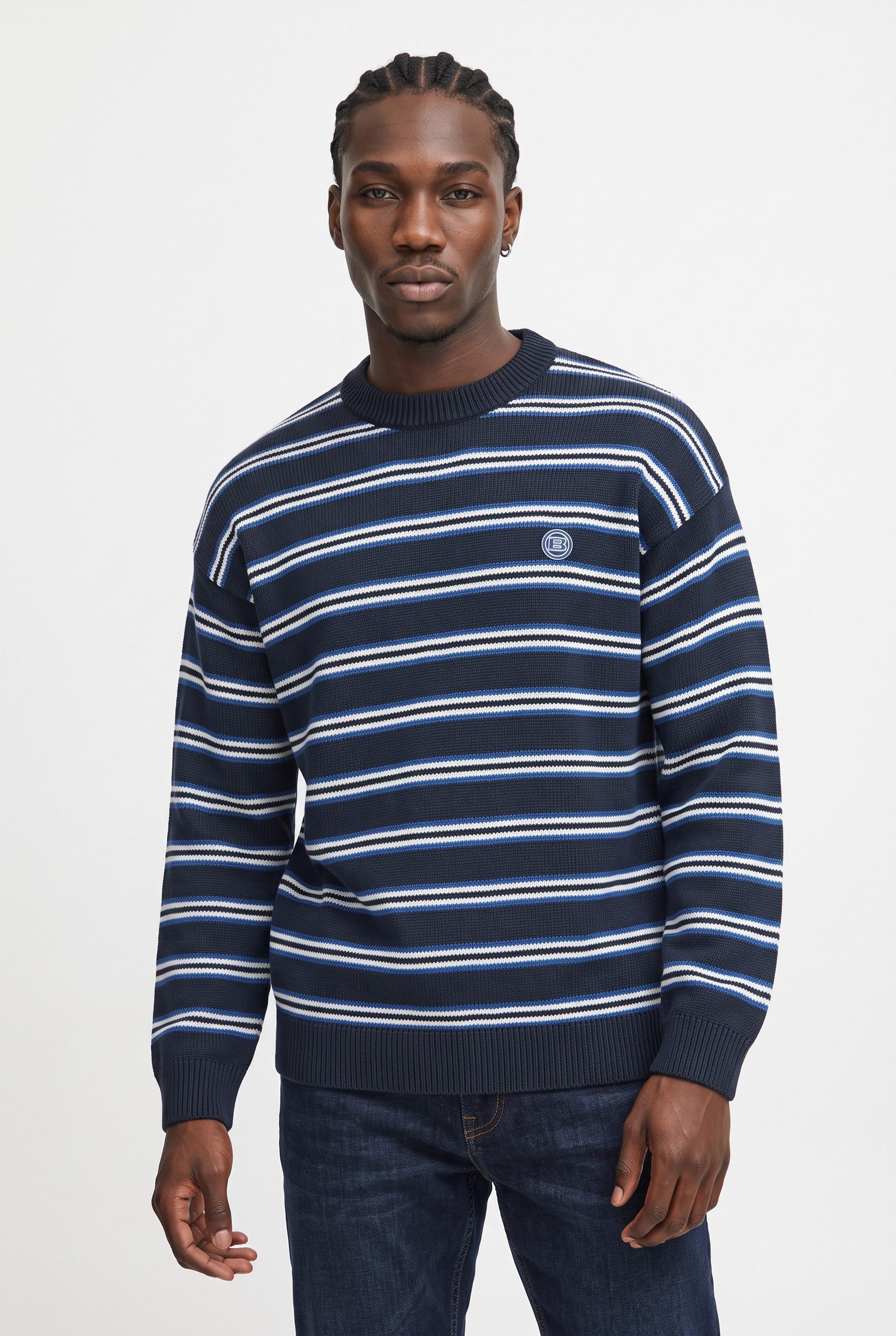 Blend Rundhalspullover BHCILAS CREW Baumwolle, relaxed fit