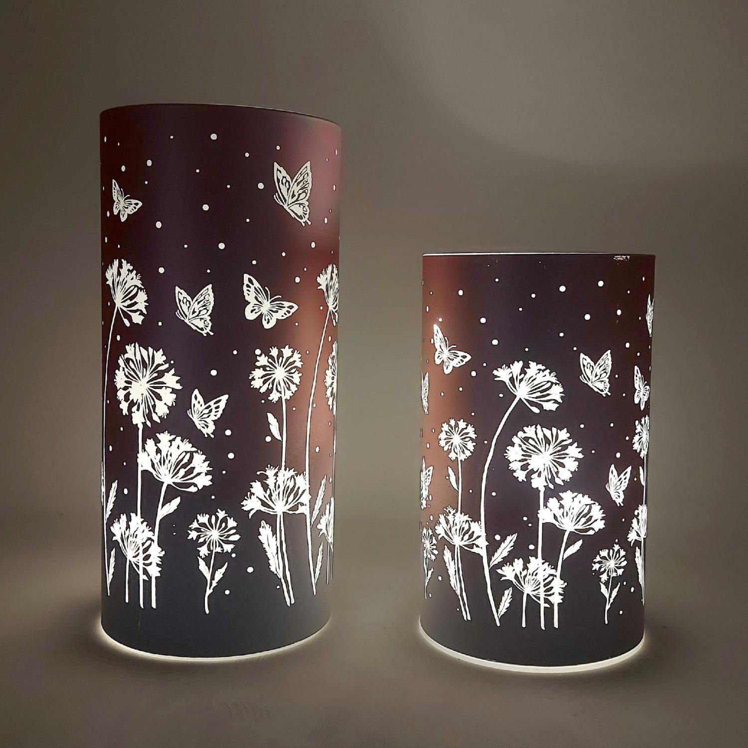 formano Nachttischlampe Blumenwiese, mit Timerfunktion, Rosa, Motiv: Blumenwiese, Höhe: 20cm