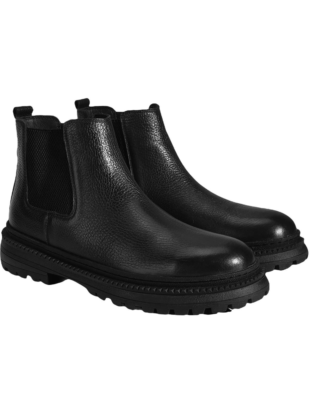 Desa Herren-Ankle-Boots – Obermaterial aus Leder, zum Hineinschlüpfen, fla Stiefelette