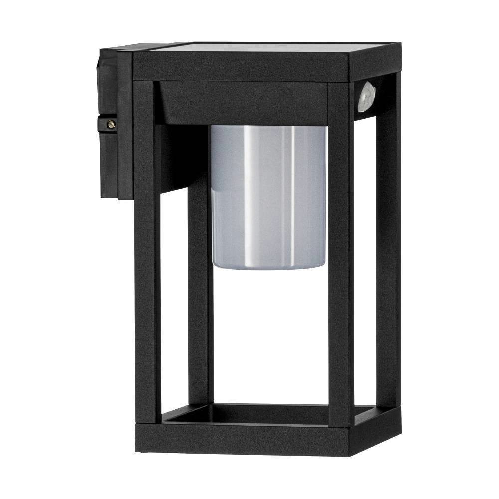 EGLO Wandleuchte MARTANO Wandlampe, Alu und Kunststoff, Außenlampe, IP44, Solar, Lampe, Bewegungsmelder, LED fest integriert, Neutralweiß, Wand-/Deckenleuchte, L18 x B15 x H27 cm, schwarz, 3,7W inkl.