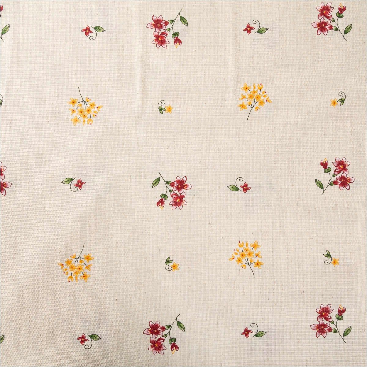Stoff Vorhangstoff Meterware Dekostoff Vinschgau Blumen natur rot 1,6m, made in Germany