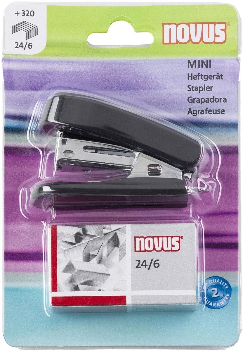 NOVUS Heftgerät Heftgerät Mini 12 Blatt 20mm (Blister) schwarz