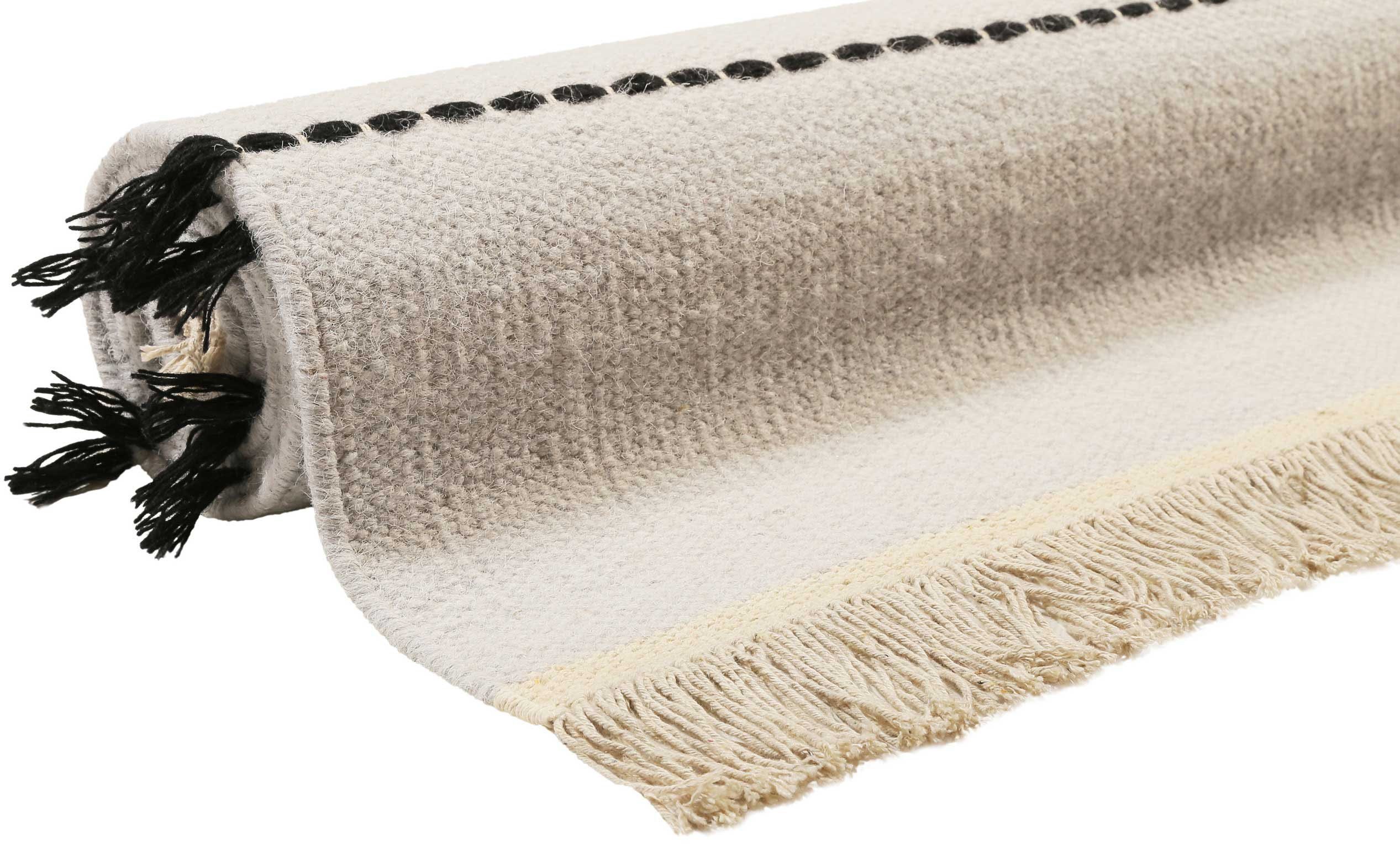 Esprit Wollteppich Lina ESP-2205, rechteckig, Höhe: 5 mm, Naturfaserteppich mit Fransen, modernes Design, Wohnzimmer