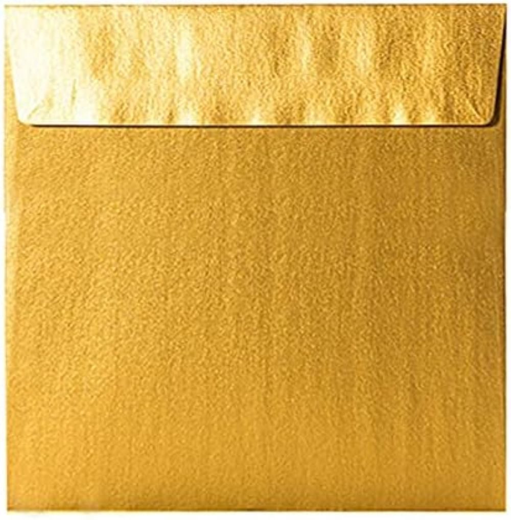Briefumschläge24Plus Briefumschlag 50 St. 17 x 17 cm Конверты Quadratisch Gold Metallic, 170 x 170 mm Конверты Recyceltes Material