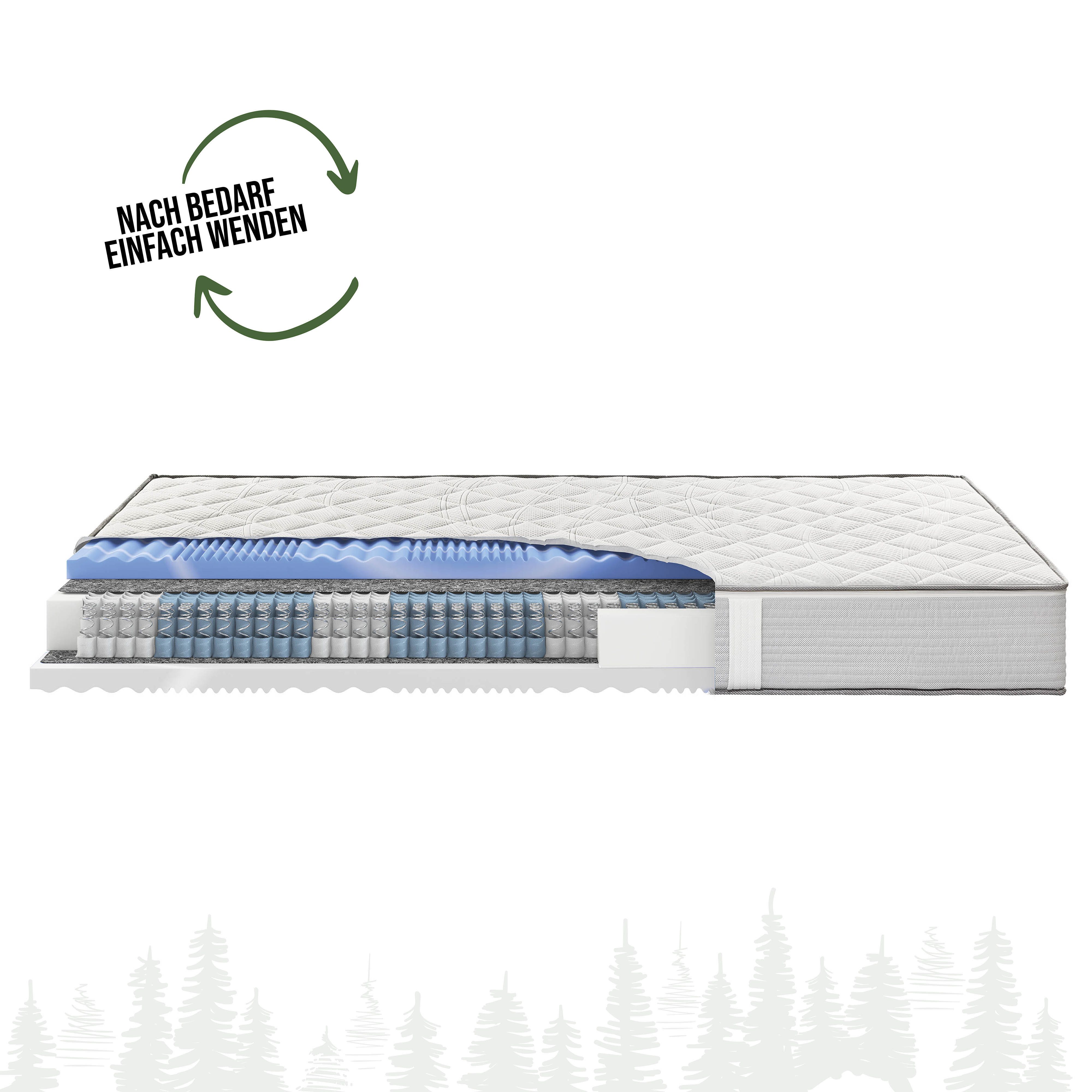 Taschenfederkernmatratze Schwarzwaldmarie Klara-mit Wendefunktion & druckentlastendem Gelschaum, Schwarzwaldmarie, 24 cm hoch, Klimaregulierung, ergonomisch und atmungsaktiv