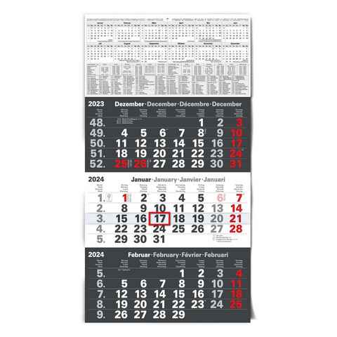 TOBJA Wandkalender 3 Monatskalender 2024 Büro Wandkalender, mit Datumsschieber Bürokalender 24