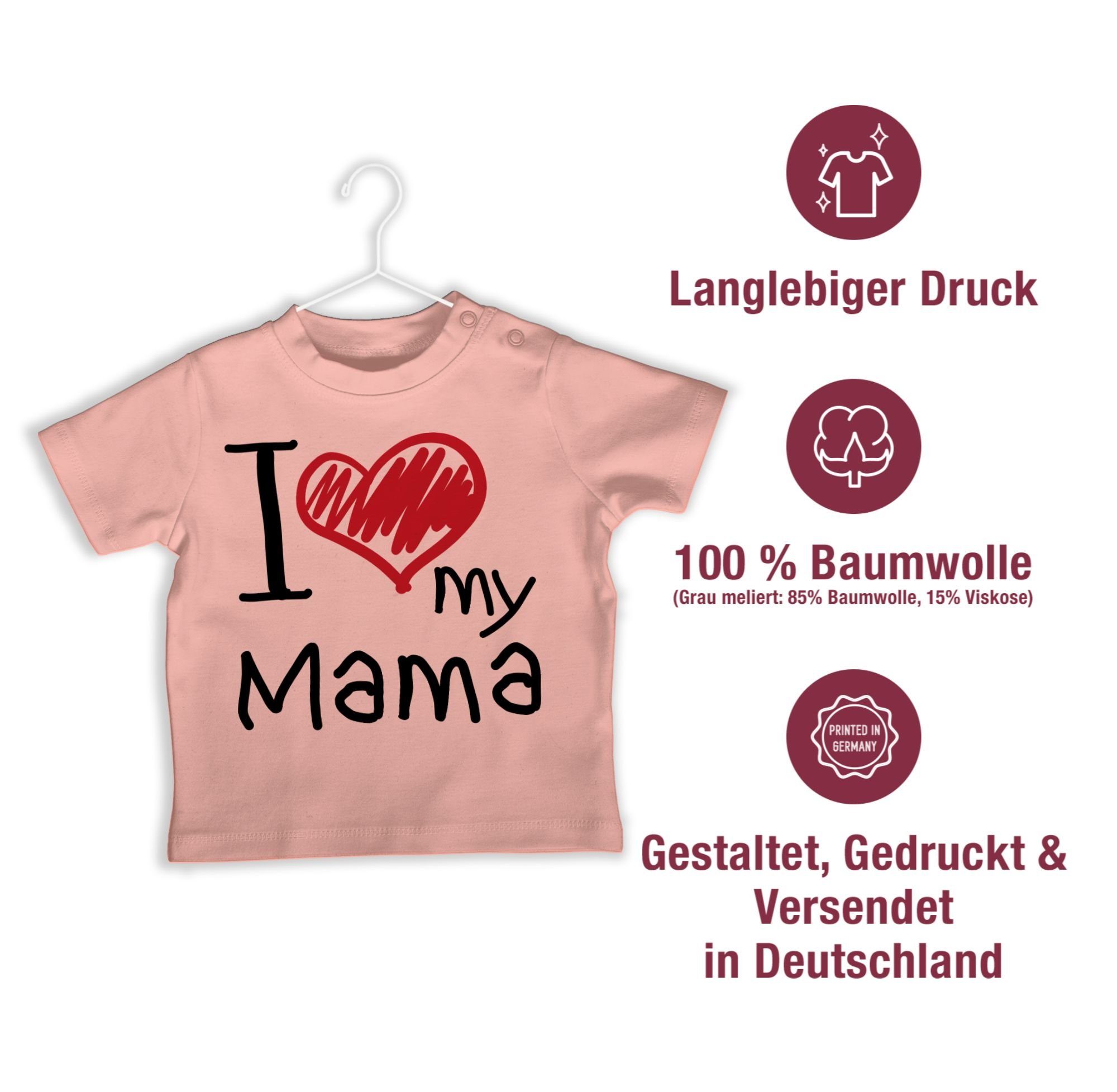 Shirtracer T-Shirt I schwarz my love Muttertagsgeschenk Babyrosa 2 Mama