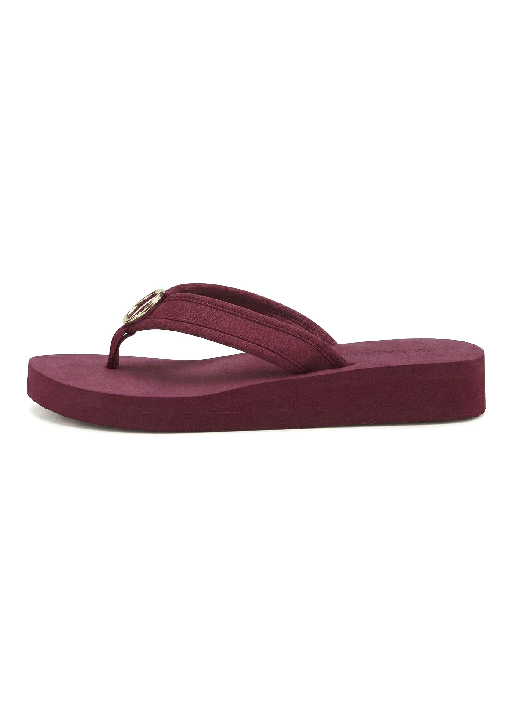 LASCANA Sandale, Badeschuh, Pantolette, Badelatsche, Flip Flop, Sommerschuh, Badezehentrenner Zehentrenner mit Ringapplikation "Italy" VEGAN