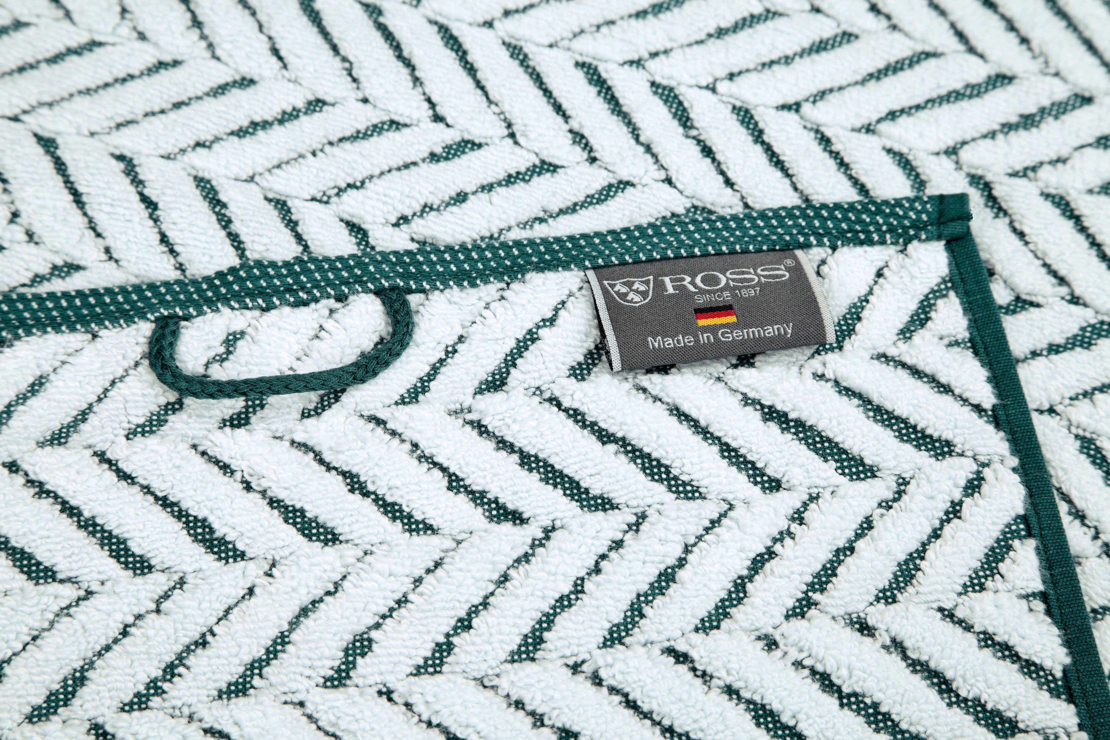 ROSS Handtücher Sensual moosgrün 9002, Zopfmusterstil (2-St), weiß Frottier im 