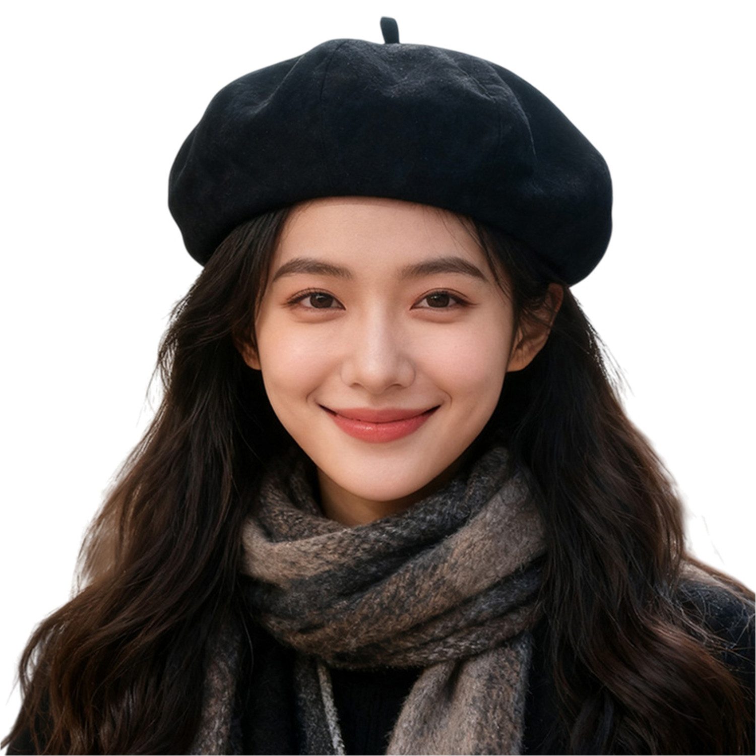 Refttenw Baskenmütze Damen Winter Warme Wollmütze Künstler Mütze Klassischer Stil Retro Beret Künstler Mütze Klassischer Stil Verstellbar