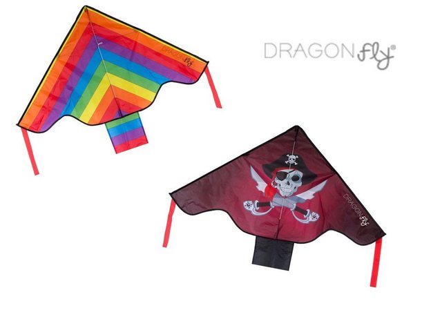 LeNoSa Flug-Drache Regenbogen & Piraten Kite von DRAGON Fly • Fiberglasgestänge •, 100x200 cm • reißfestes Polyamidesegeltuch