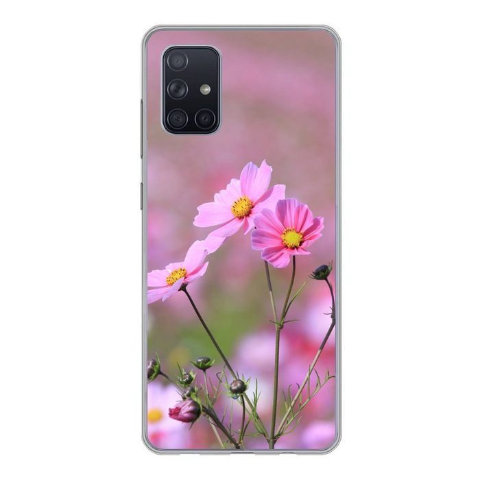 MuchoWow Handyhülle Blumen - Draußen - Rosa Handyhülle Samsung Galaxy A51 5G Smartphone-Bumper Print Handy