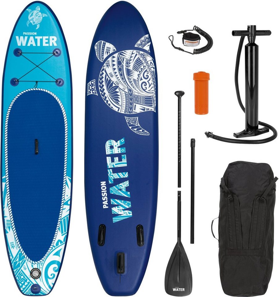 MAXXMEE Inflatable SUP-Board, 300 cm, 110kg, Stand-Up Paddle-Board SUP  Board inkl. Paddel Board Stand up Paddle Paddling Komplett Set, Mit 3  Finnen, Gepäck-Spanngurt und Sicherungsschlaufe