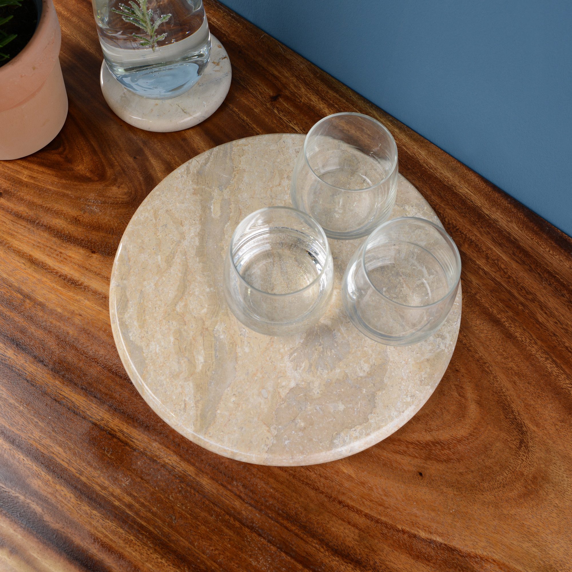 wohnfreuden Dekoschale Marmor Naturstein Platte 30 cm creme rund, 32987 – Bild 4 von 5