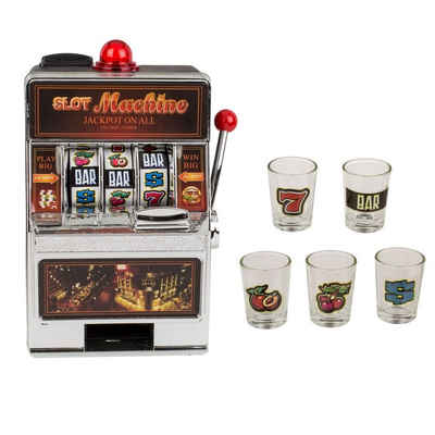 Out of the Blue Spiel, Spielautomat mit 5 Shotgläsern Casino Slot Trinkspiel für Erwachsene, im Geschenkkarton