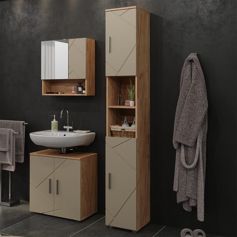 Vicco Hochschrank Irma, Goldkraft Eiche/Beige, 30 x 192 cm (1-St)