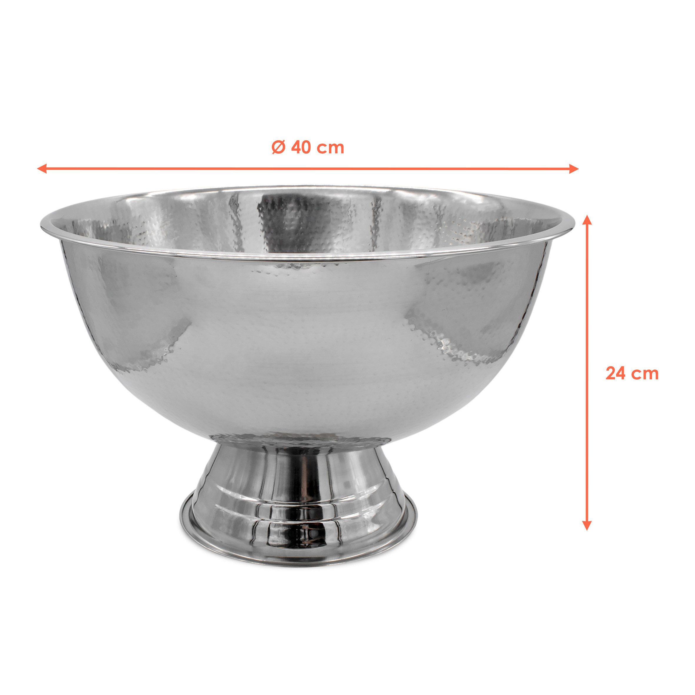 Spetebo Wein- und Sektkühler Edelstahl Champagnerschale Sektkühler - Ø 40 cm, gehämmert