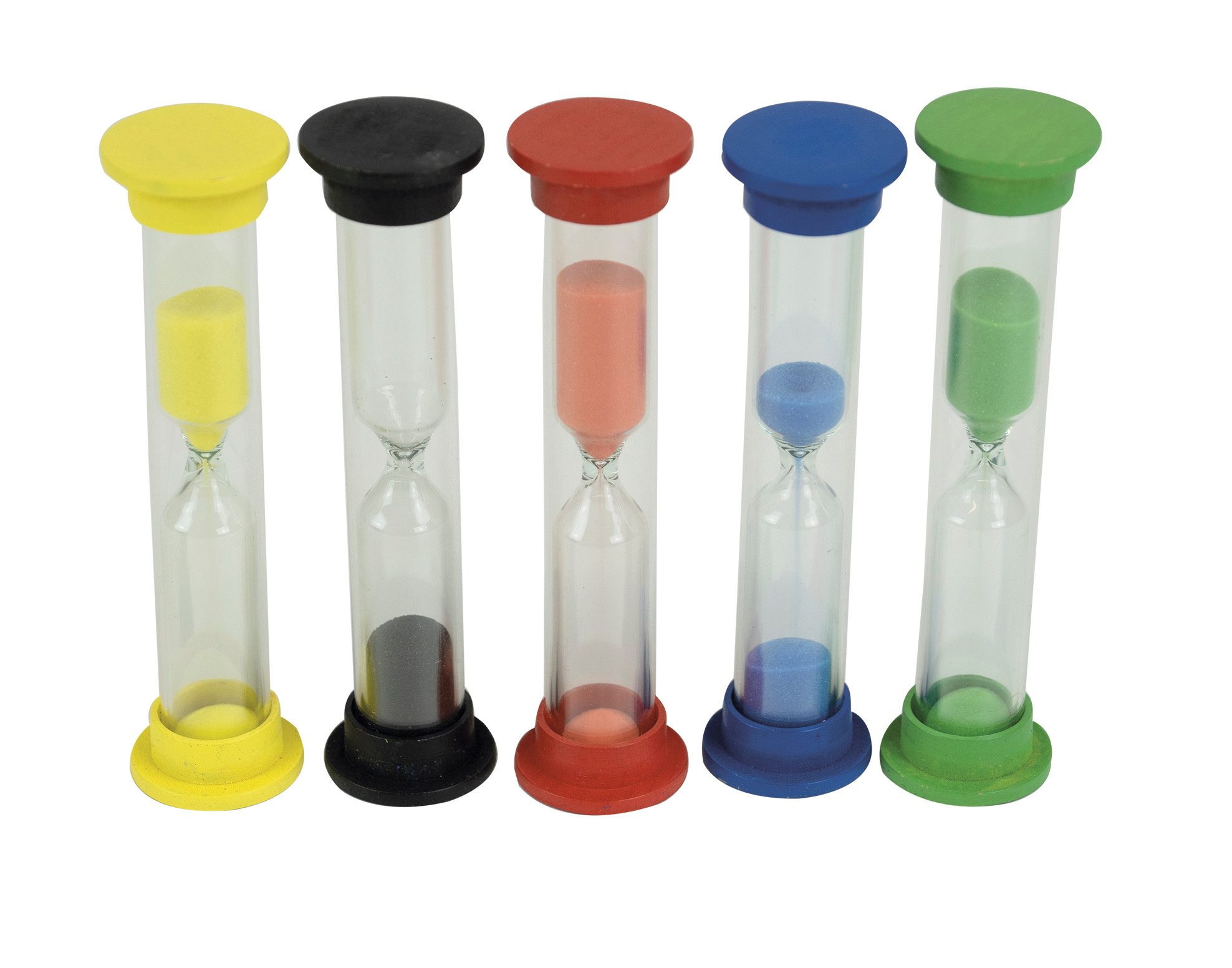 TimeTEX Sanduhr Песочные часы-Set mit Holzkappen 5-tlg., 10cm hoch, 2,5cm ø