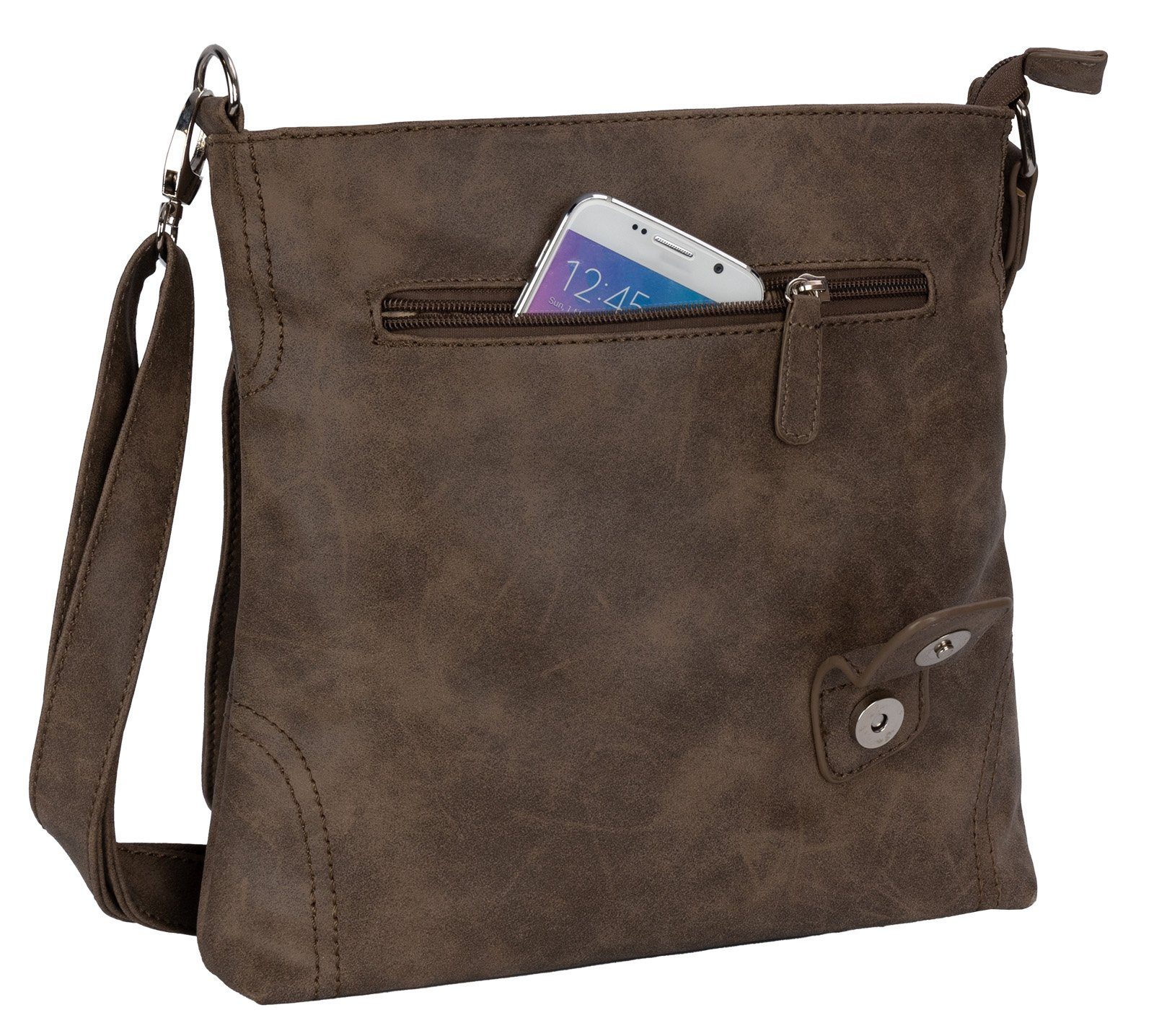 Handtasche BAG Umhängetasche Schlüsseltasche Umhängetasche als BRAUN Schultertasche, tragbar Schultertasche Bag Damentasche Street T0104, STREET