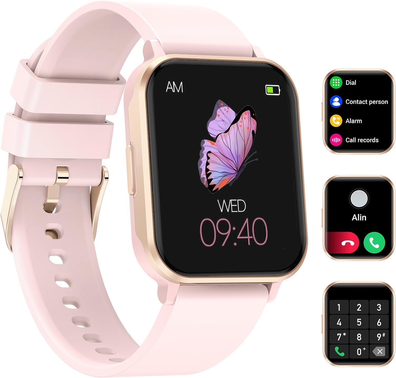 Lige Smartwatch (1,83 Zoll, Andriod iOS), Damen uhr mit Anruf Schrittzähler mit Schlafmonitor IP68, wasserdicht