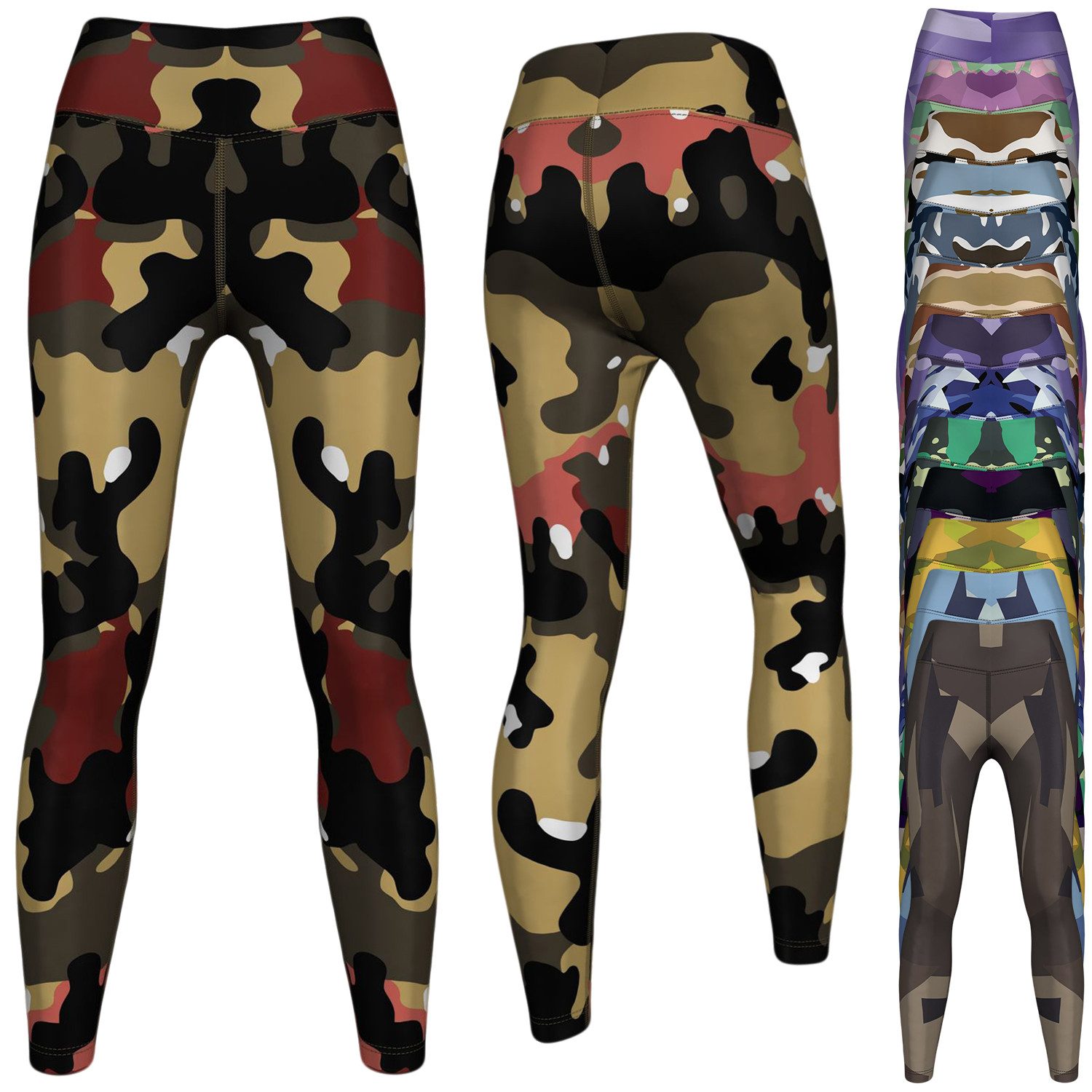 German Wear Leggings GYM-8032 Camo Leggings dehnbar für Sport Yoga Gymnastik Training Tanz freizeit