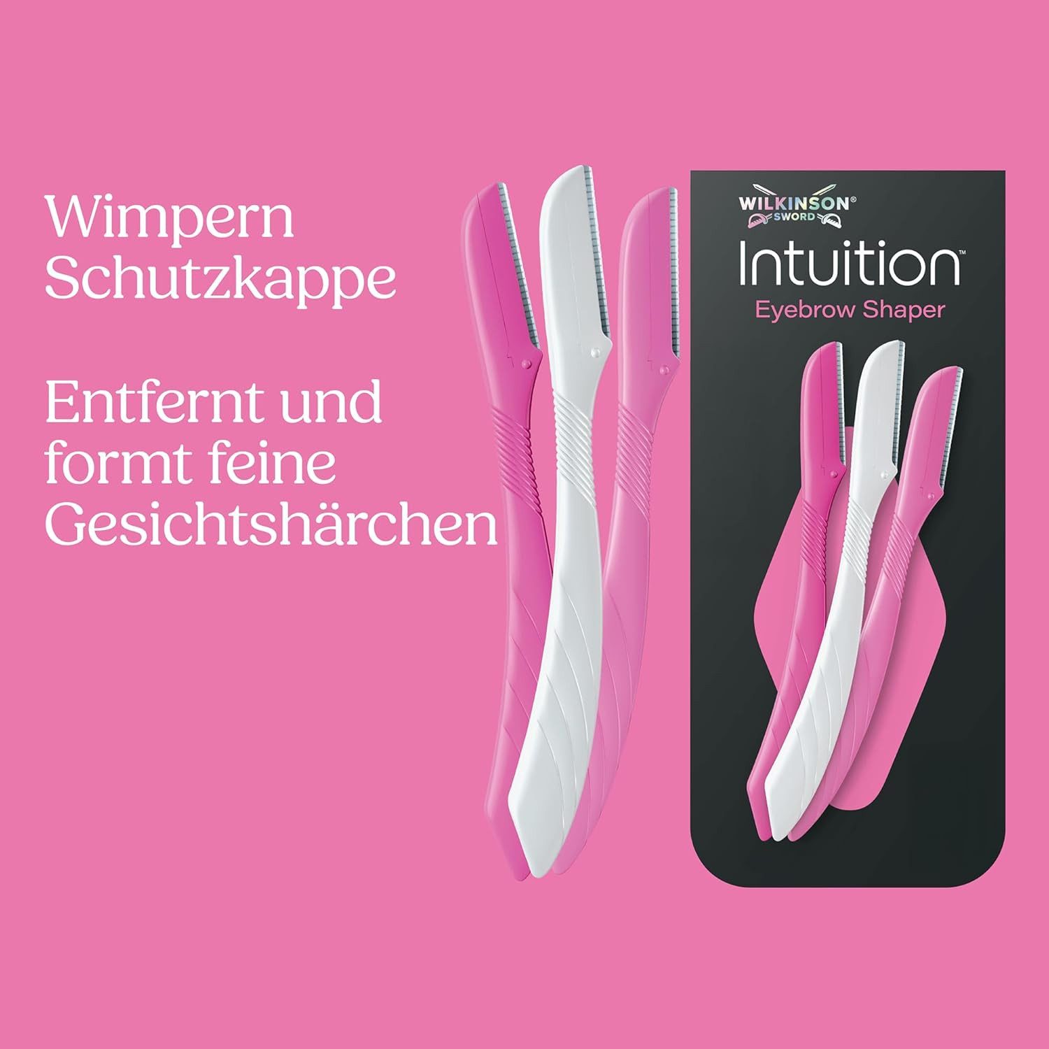 Wilkinson Augenbrauenrasierer Intuition Perfect Finish Eyebrow Shaper 3er Set, Kompakt & reisefreundlich, 3-tlg., 3er Set, Für Augenbrauen & Gesicht geeignet
