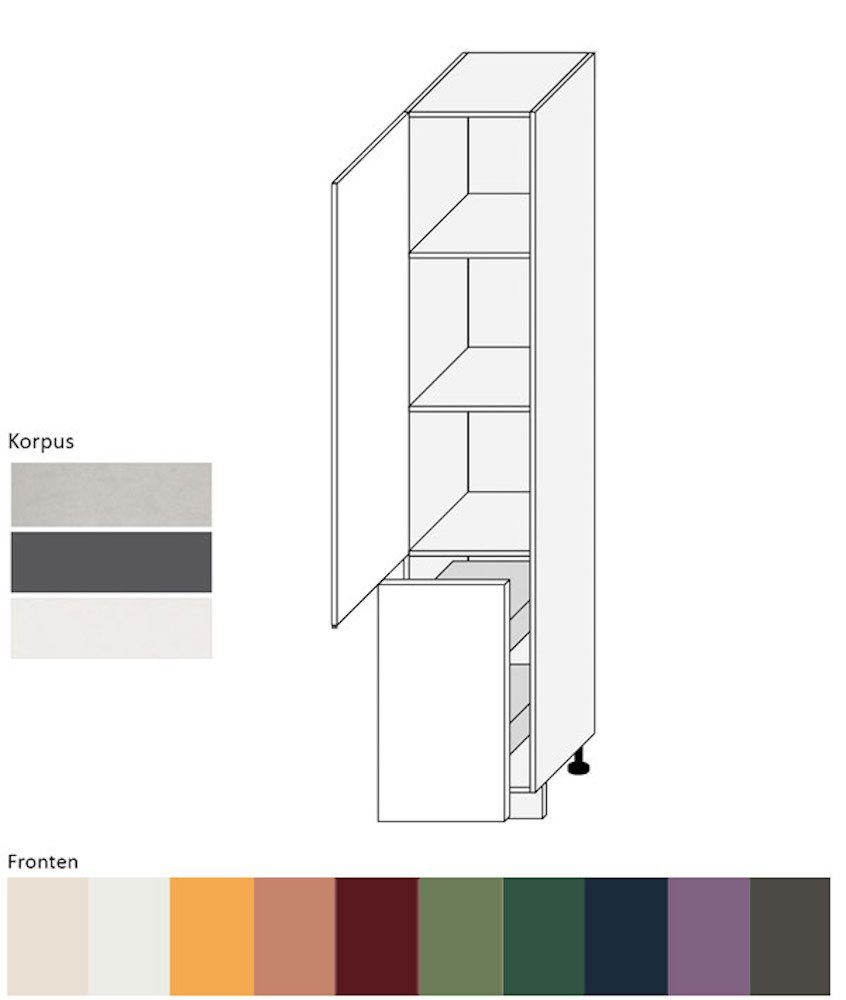 cremeweiß 9001 und Korpusfarbe RAL matt (Tivoli) Hochschrank wählbar Front- Feldmann-Wohnen Metallkorb 2-türig Tivoli 40cm mit