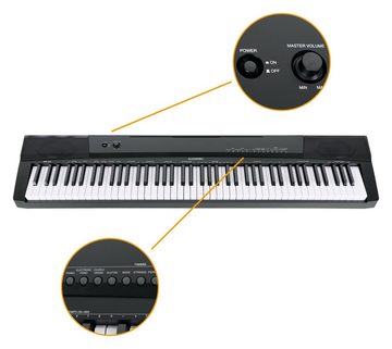 McGrey Home Keyboard BS-88 - 88 Tasten Einsteiger-Keyboard in Stagepiano-Optik, (Spar-Set, 3 tlg., inkl. Notenhalter, Sustain-Pedal, Ständer und Bank), 146 Sounds, USB to Host Aufnahme-, Split-, Dual- und Twinova-Funktion