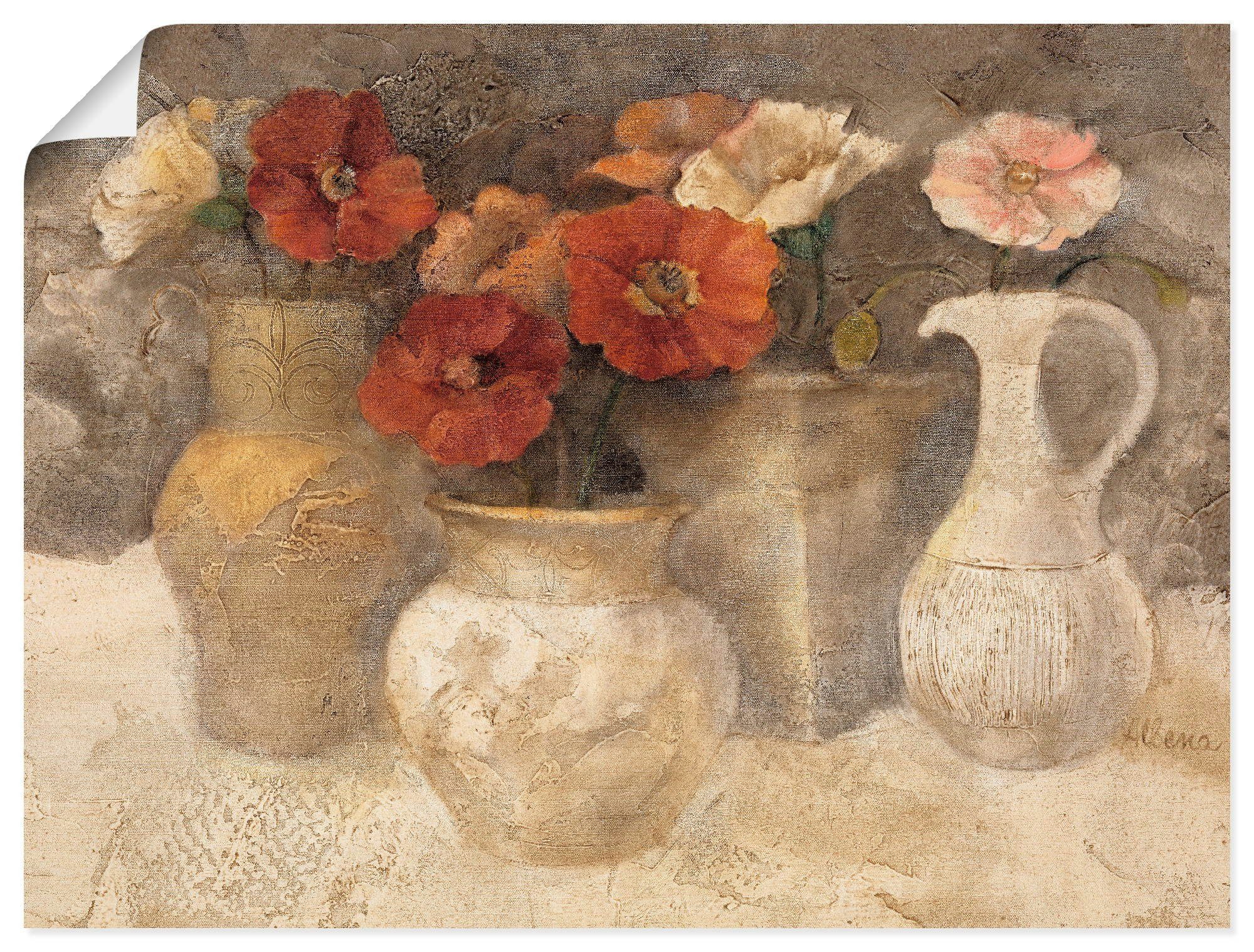 Artland Wandbild Weißer Mohn, St), oder als versch. in Größen Poster (1 & Wandaufkleber Vasen Leinwandbild, Töpfe