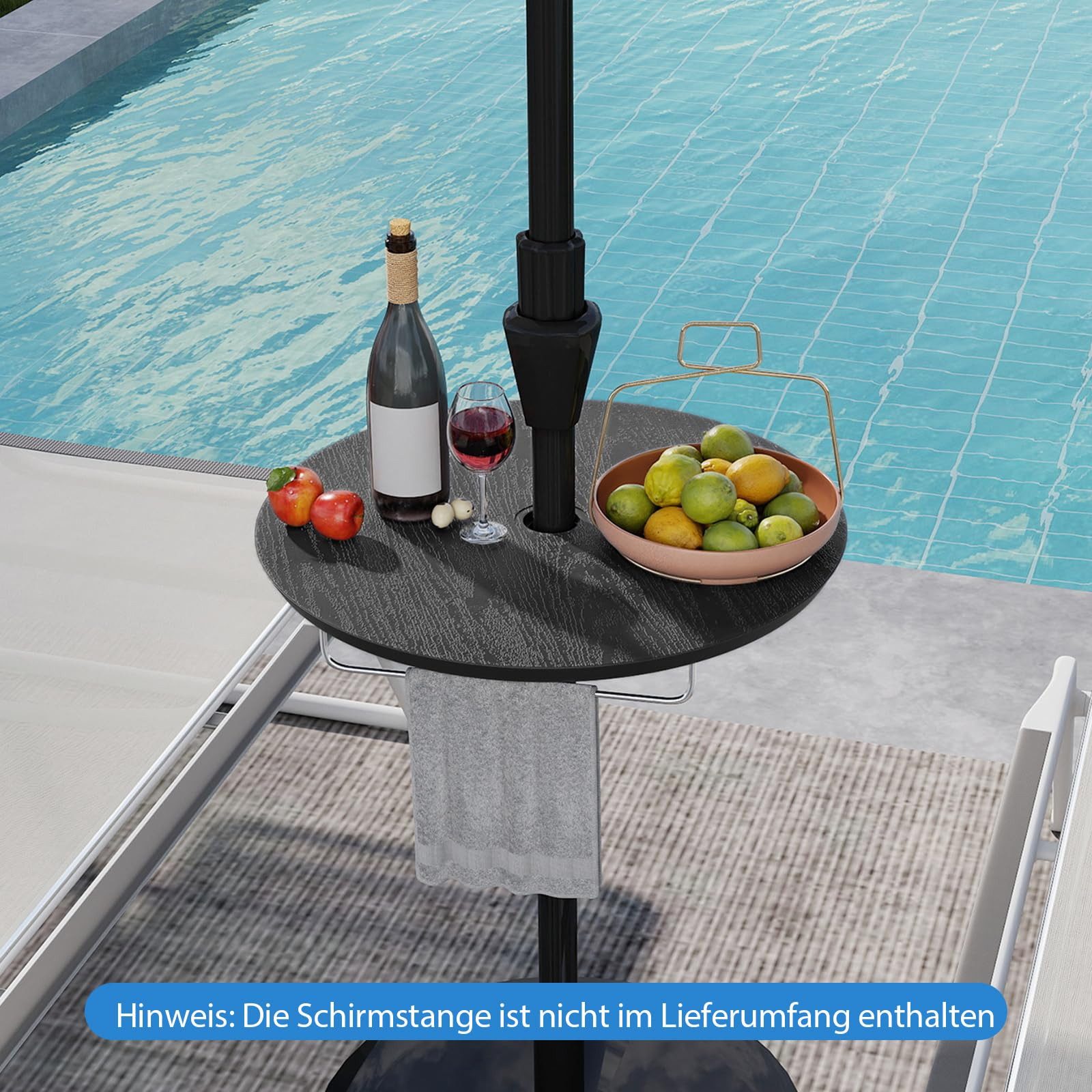 COSTWAY Gartentisch, Ø50cm Schirmtisch mit 38mm Schirmloch, rund, verstellbar