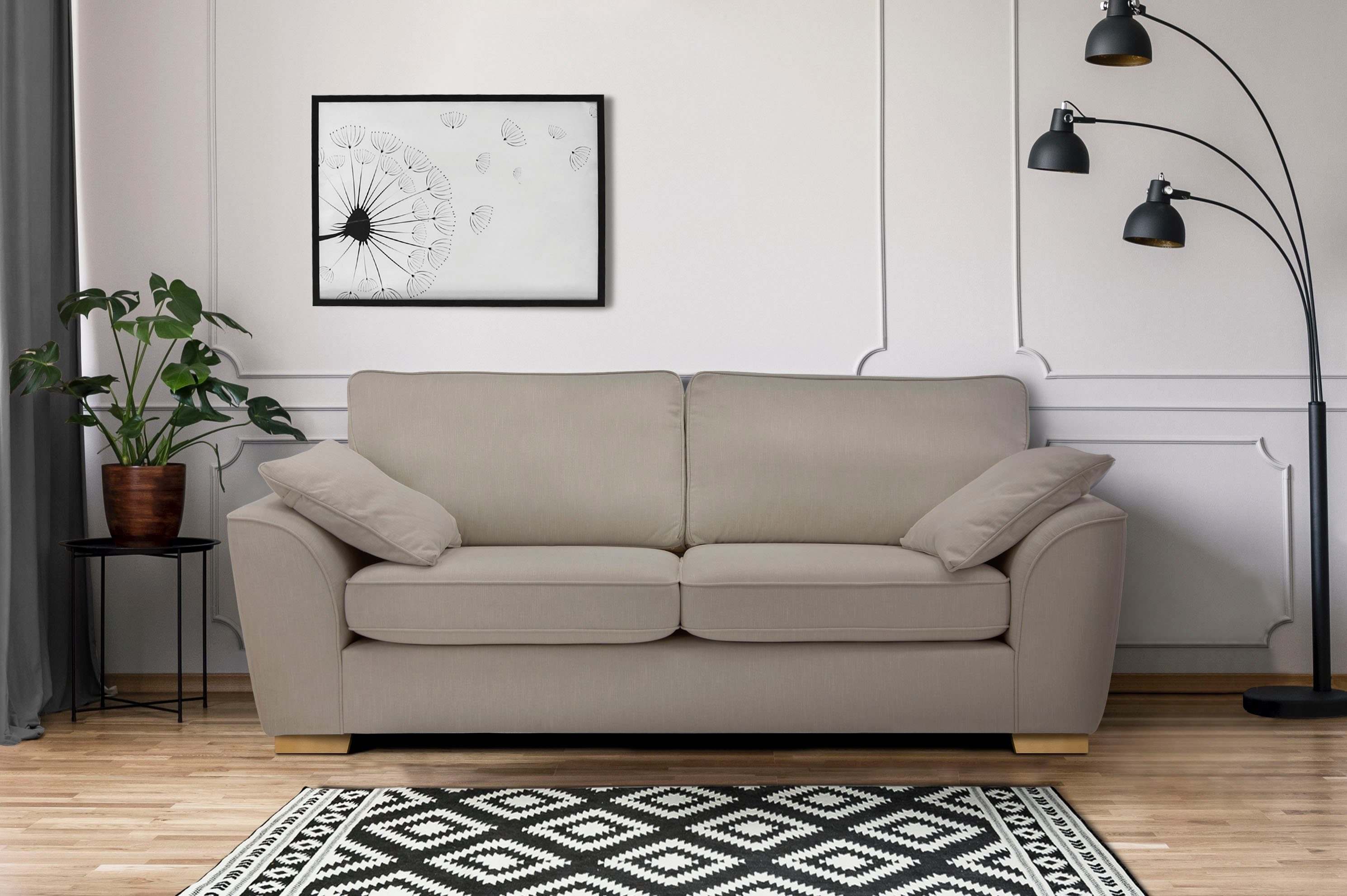 Home affaire 3-Sitzer Savoy, gemütliches Sofa mit vielen Kissen, in 2  Bezugsqualitäten | Wohnlandschaften