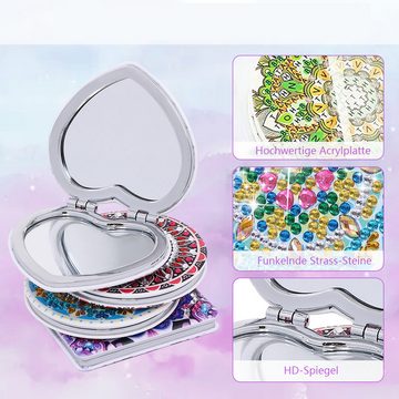 GelldG Taschenspiegel Diy Diamond Taschenspiegel, 4 Pcs Painting Reisespiegel Art Craft Kit