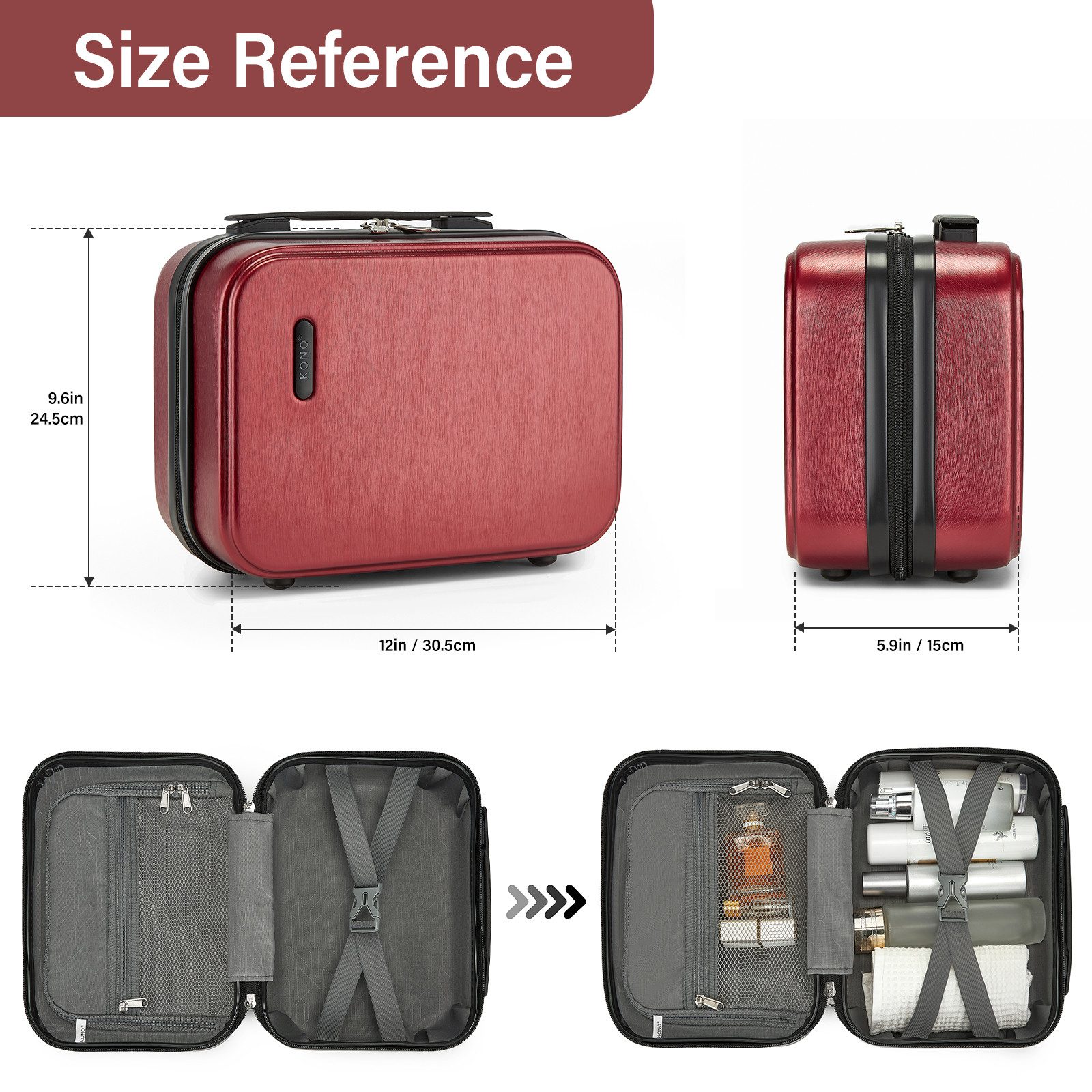 KONO Business-Koffer Kabinengepäck-Trolley aus Hartschalenmaterial (ABS+PC)