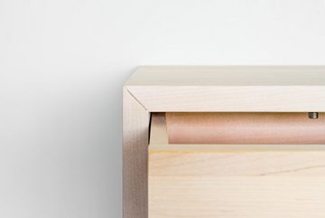 Woodek Design Nachttisch HUGO, hängendes Wandregal mit Schublade, H 39 x B 39 x T 30 cm (Ablagetisch aus weißer Birke, 1-St., skandinavischer Stil), kompakter Wandschrank