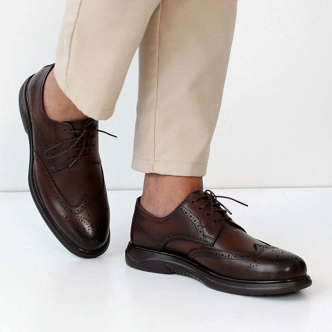 Celal Gültekin Business Brogues Flügelkappe Budapester Herren Sneaker Glattleder, Flügelkappe, Komfortsohle, Braun, 44