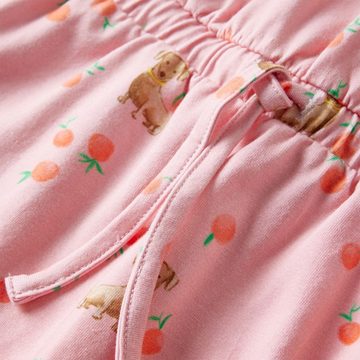 vidaXL A-Linien-Kleid Kinderkleid mit Taillenband Welpen- und Frucht-Motiv Hellorange 92