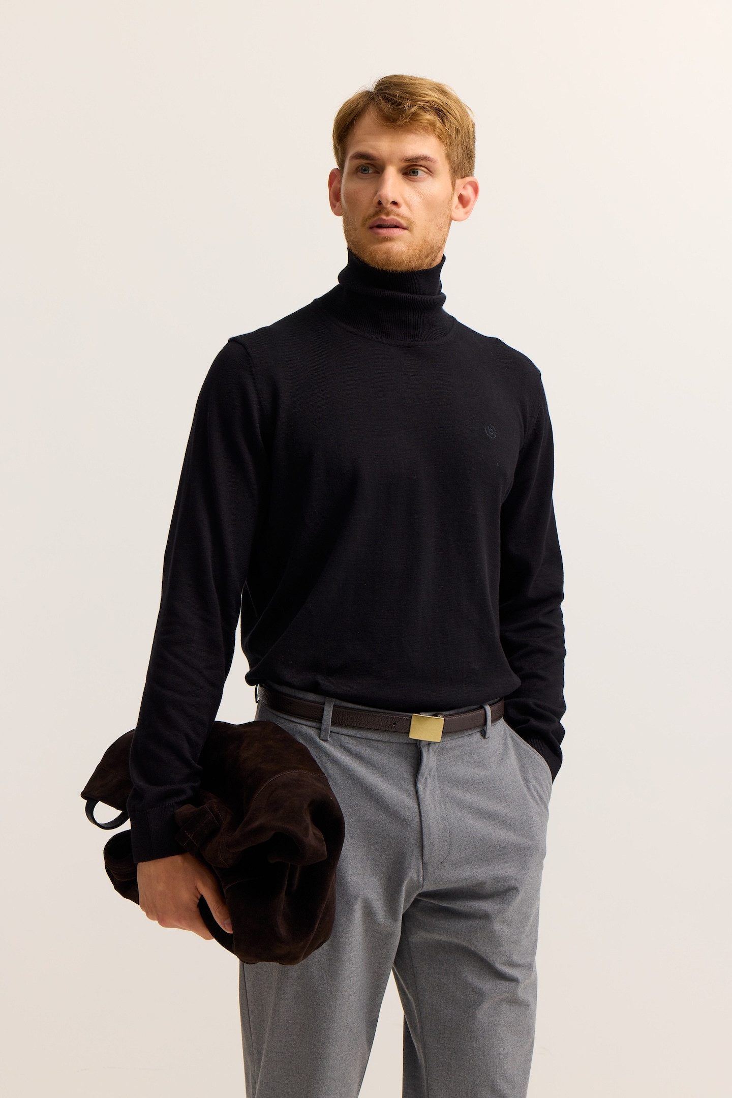 bugatti Rollkragenpullover Regular Fit aus reiner Baumwolle