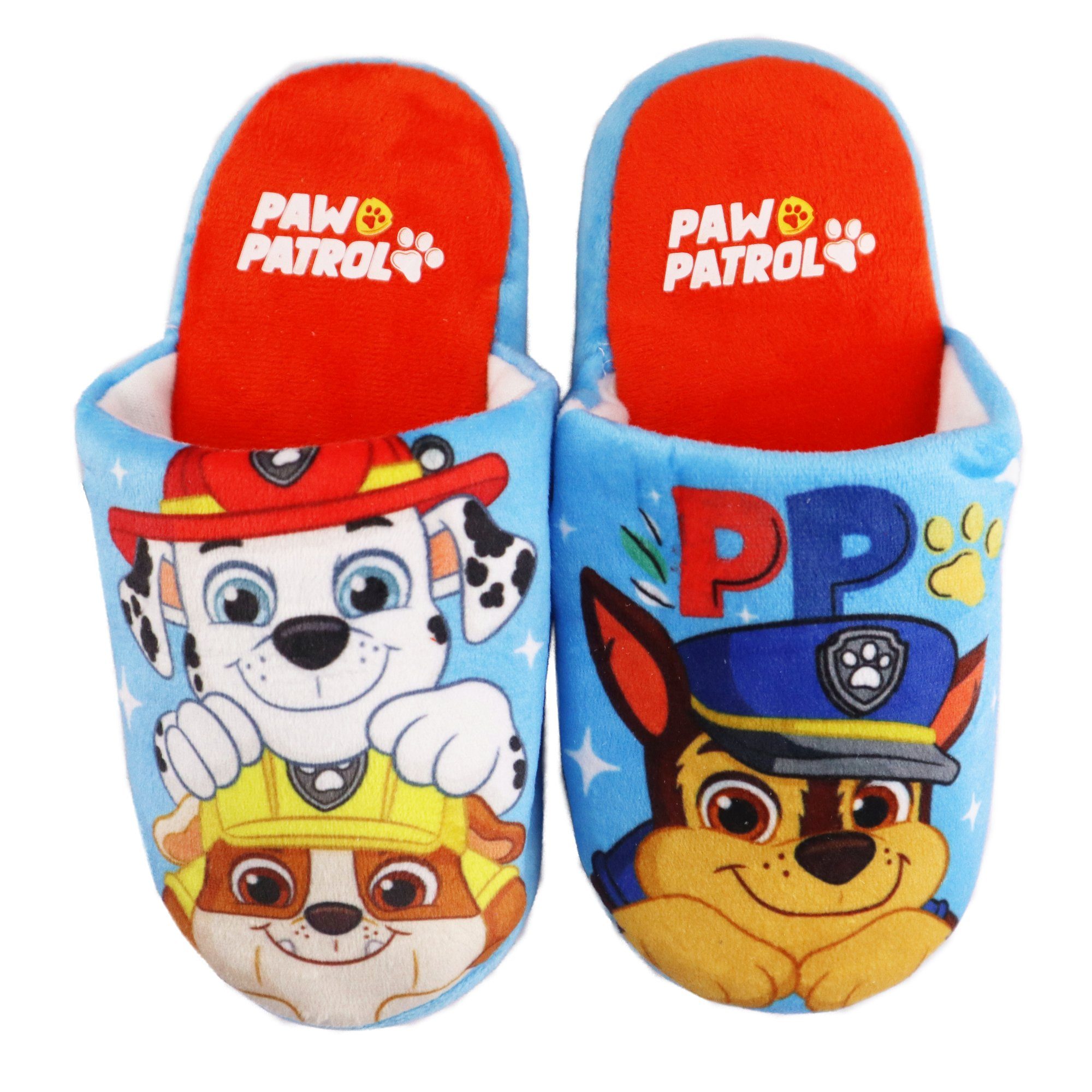 PAW PATROL Paw Patrol Chase Rubble Kinder Jungen Hausschuhe Slipper Pantoffel Schlüpfschuhe Gr. 26 bis 33