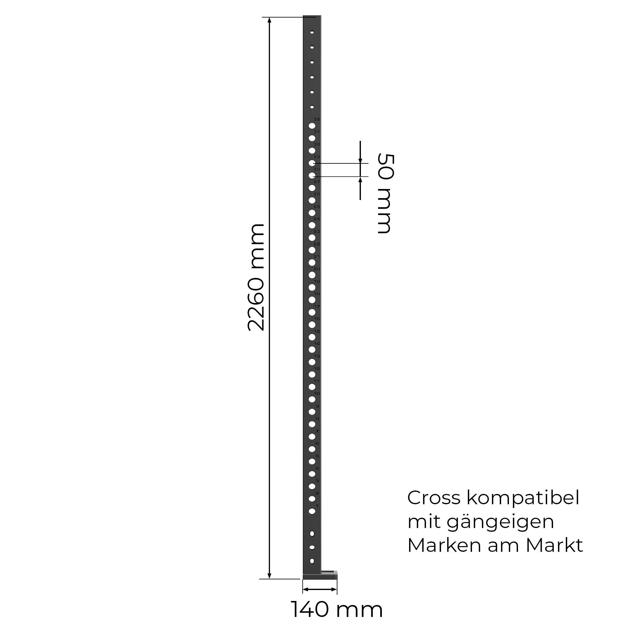 Paarweise, verfügbar Power Rack ATLETICA R8 Upright Black cm 2 Höhe, 226 Farboptionen