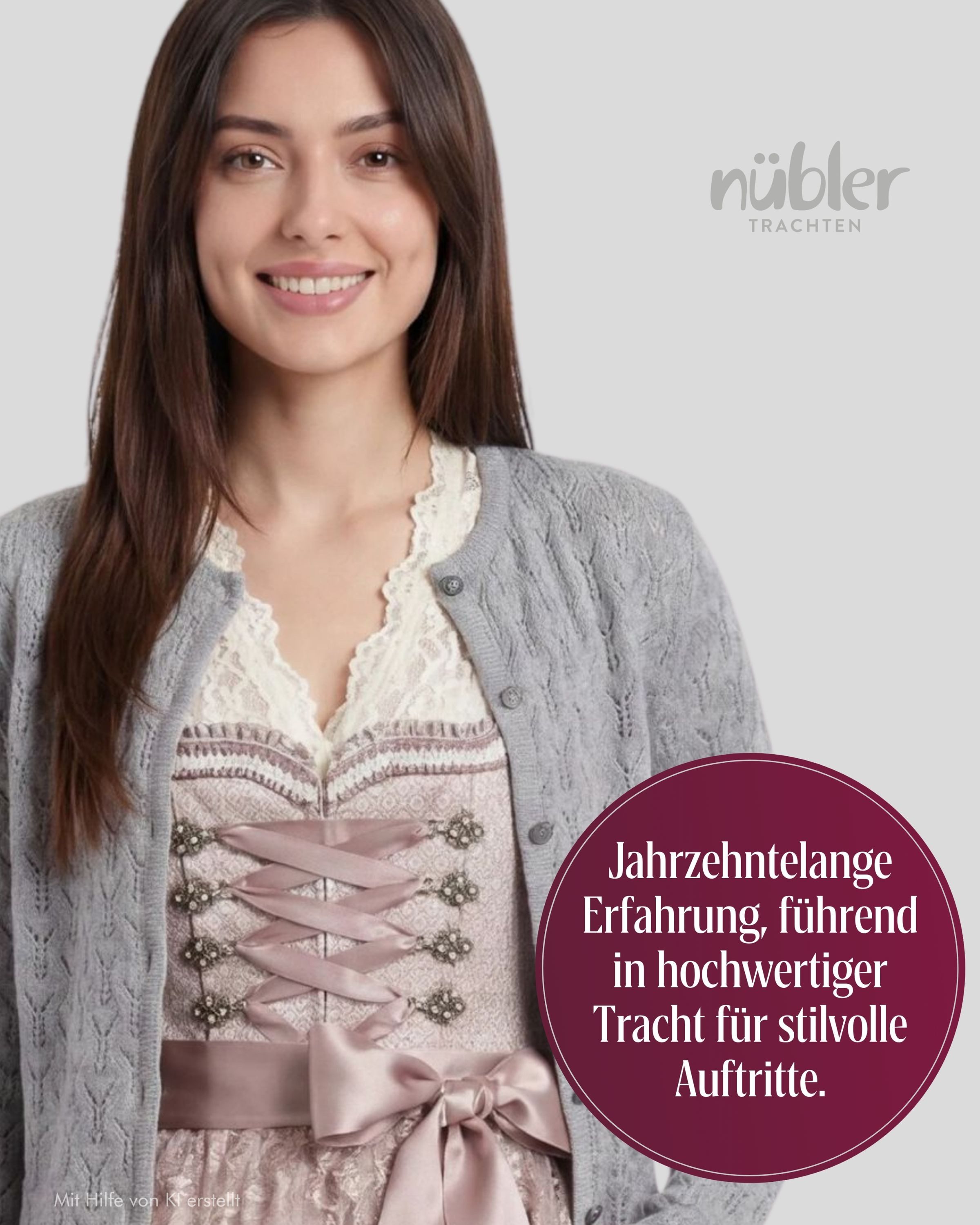 Nübler Trachtenstrickjacke Cape Strickjacke Luise in Silber, Trachtenmode – Bild 5 von 5