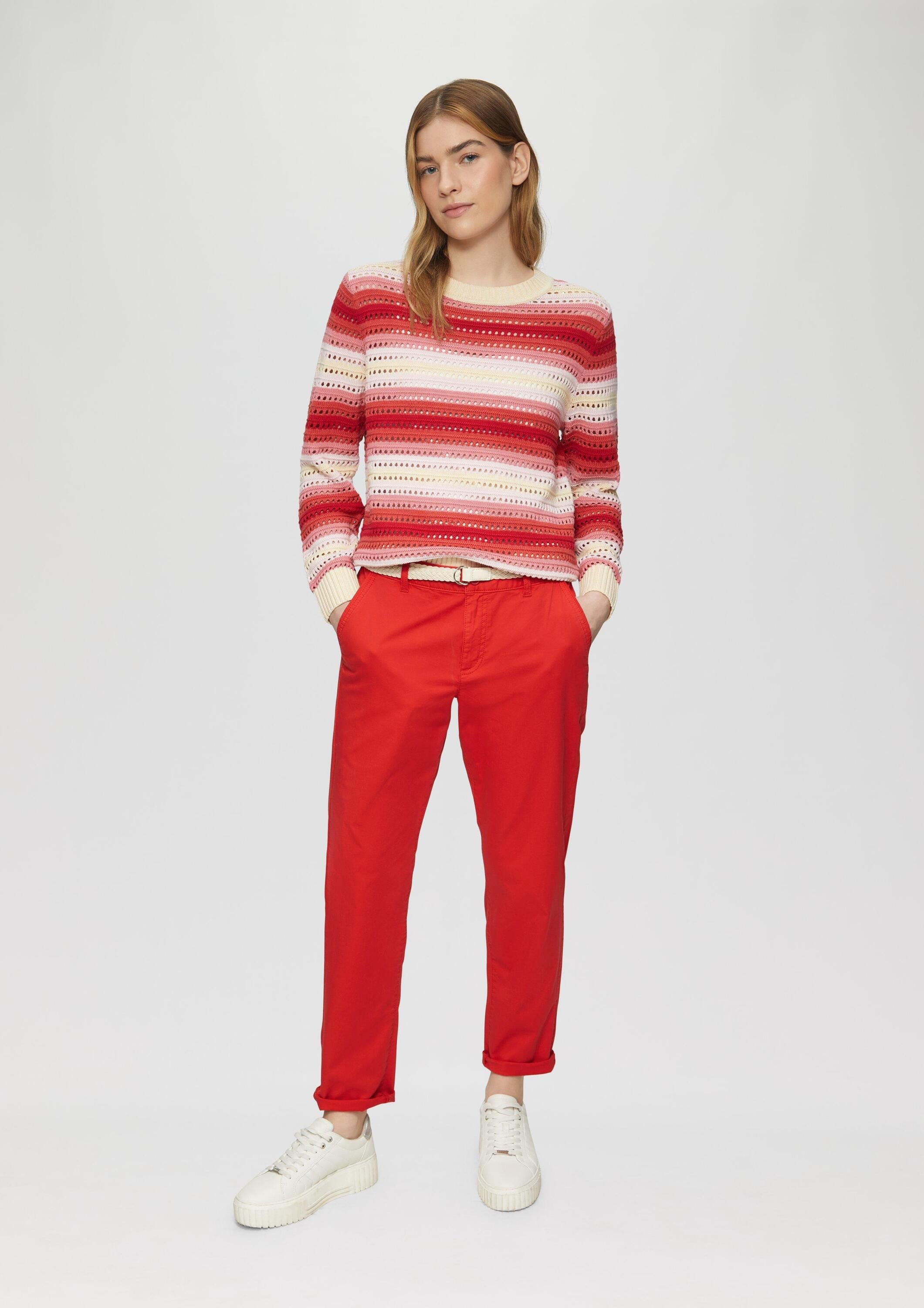 s.Oliver Chinos Hose CHINO Chino mit geflochtenem Gürtel und Garment Dye