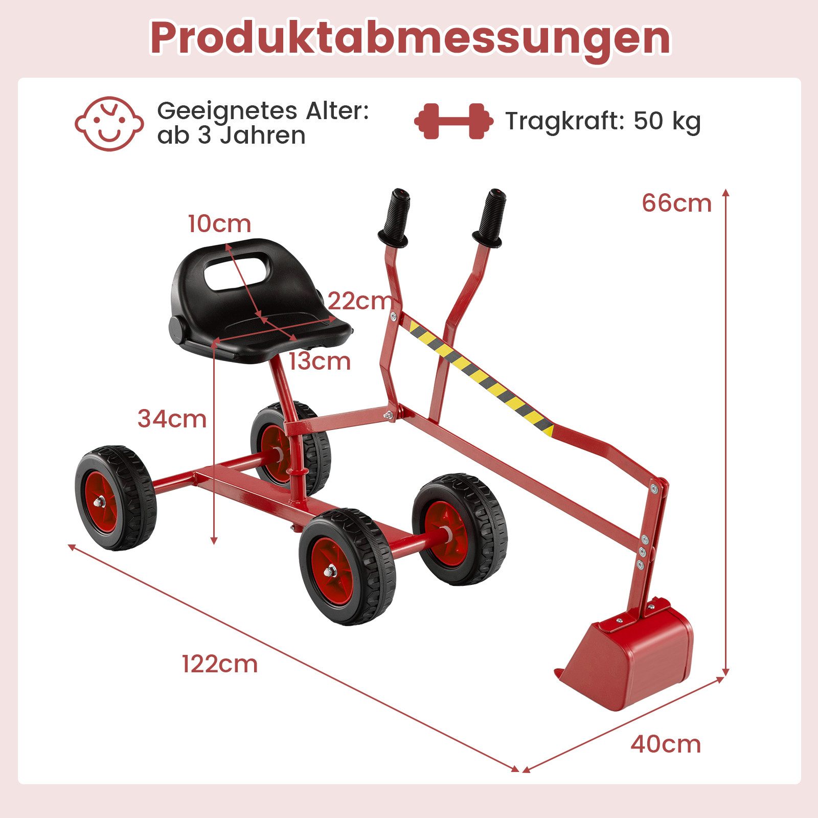 COSTWAY Spielzeug-Aufsitzbagger, 360° drehbar, Sitzbagger, mit günstig online kaufen