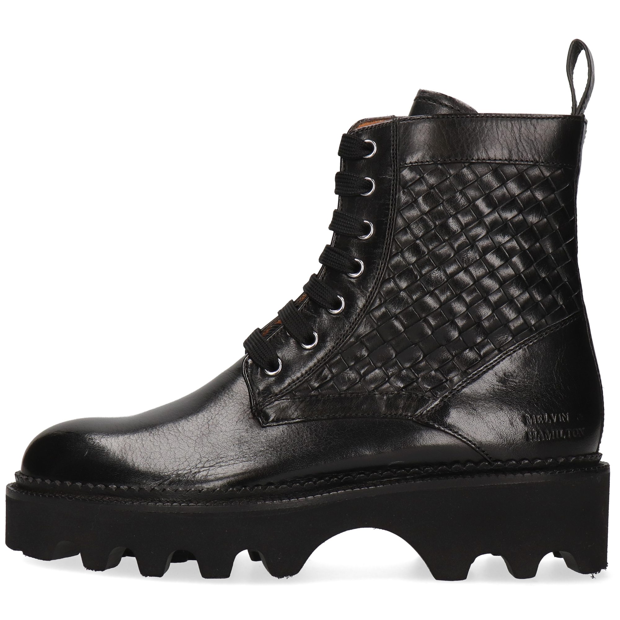 Melvin & Hamilton Maria 18 Leder-Schnürstiefeletten für Damen Stiefelette Plateausohlen, Echtes Leder, Vegetabile Gerbung, Von Hand geflochten