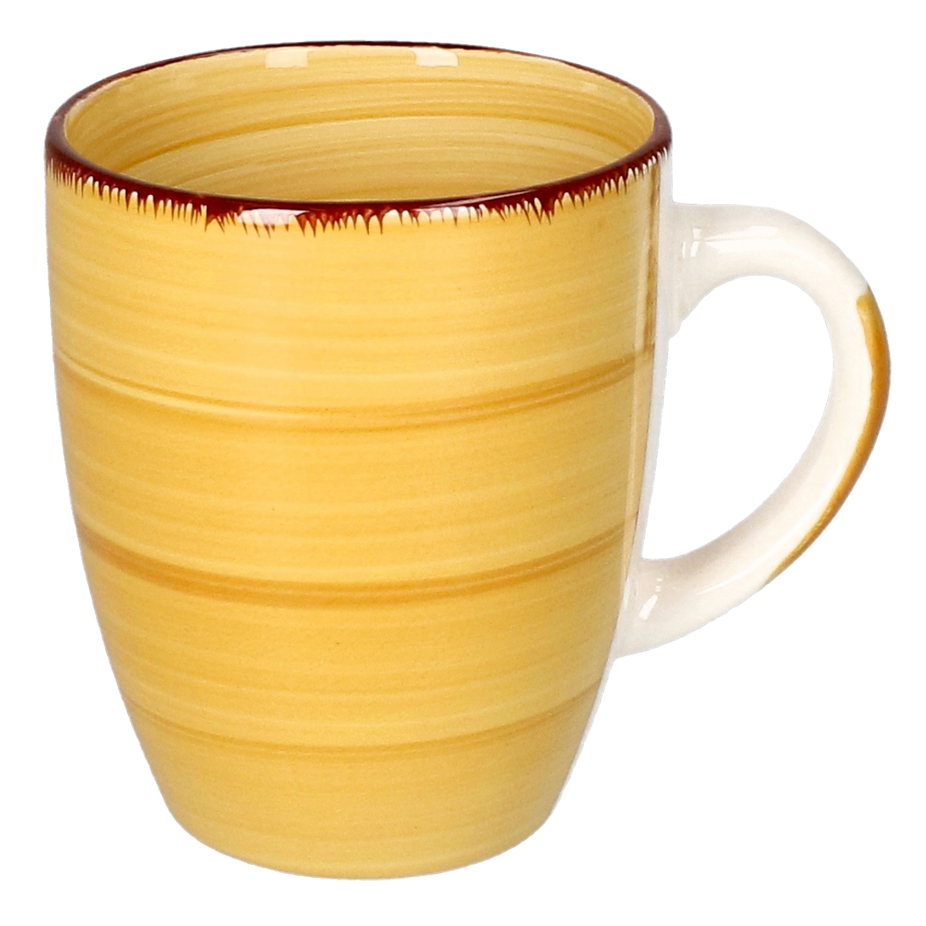 MamboCat Becher 6er Set Yellow Kaffeebecher Gelb 350ml Henkel Trinkbecher Tasse Pott, Steingut