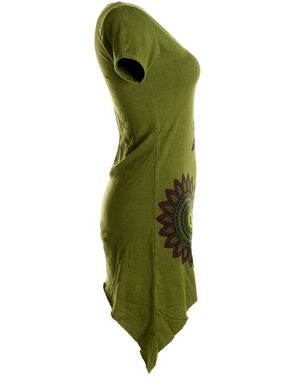 Vishes Tunikakleid Asymmetrisches Longshirt m. großen Blumen bedruckt Boho, Elfen, Hippie Style