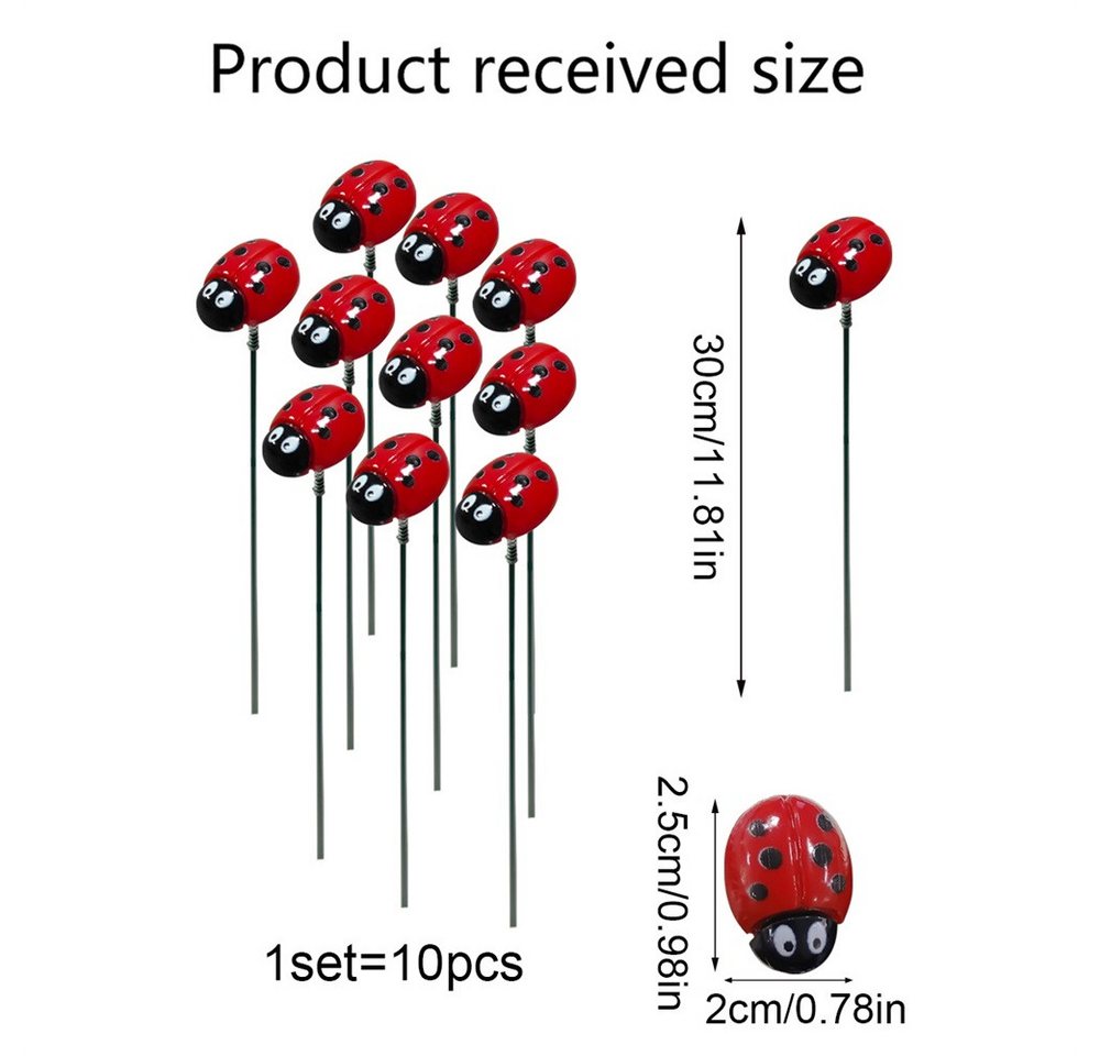 Thumbnail - ZEUOPQ Bastelfilz Marienkäfer Gartenstecker Dekoration 10er-Pack lebensechter, Marienkäfer Dekoration Garden Stake Hof K...