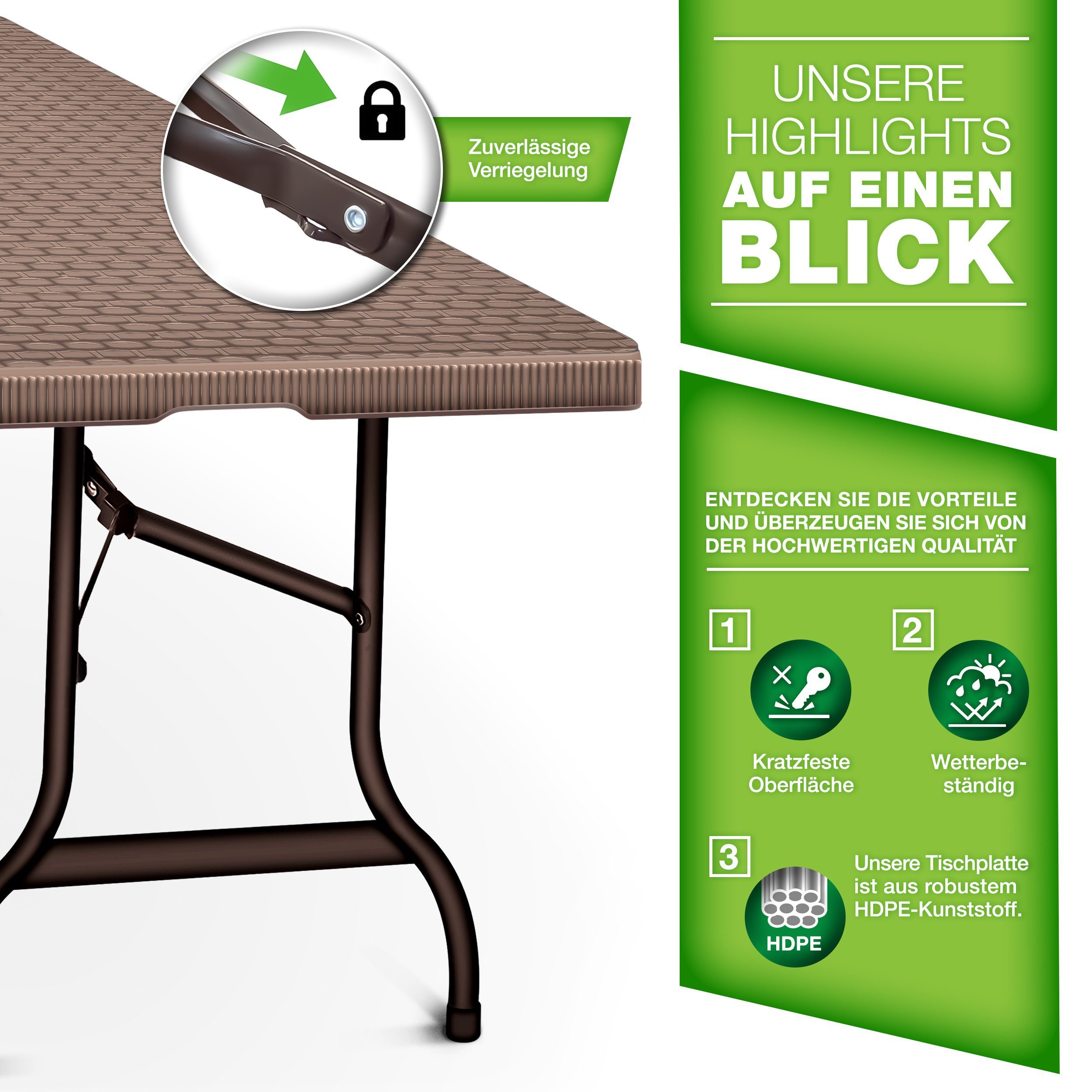 tillvex Gartentisch tillvex® Klapptisch Gartentisch Rattan Braun Buffettisc günstig online kaufen