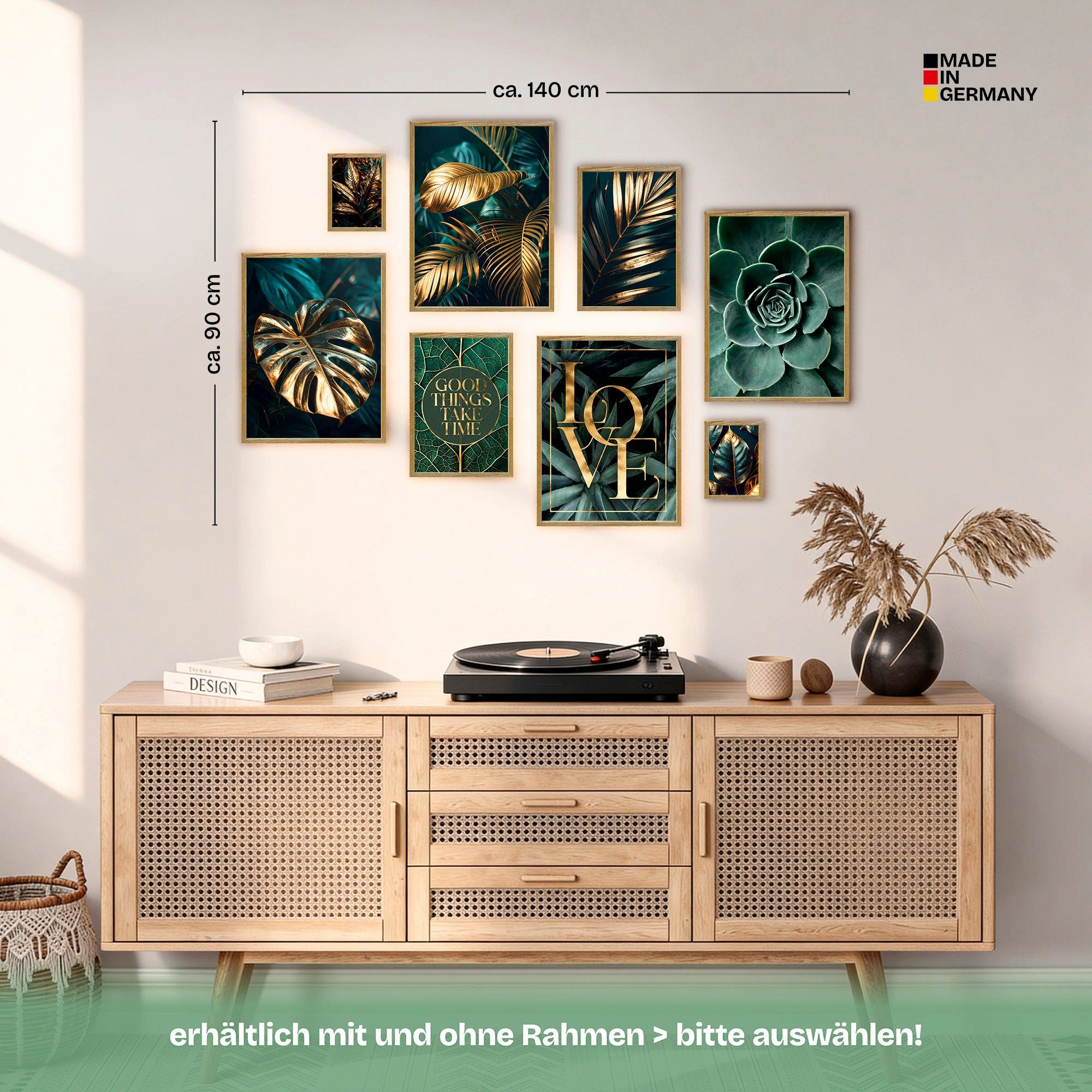 ARTFAVES Bilder-Collage Poster Set Gold Plant Harmony I mehrteilige Bilderwand I Wandbilder Pf, (Wandbilder modern, 8 St) – Bild 5 von 5
