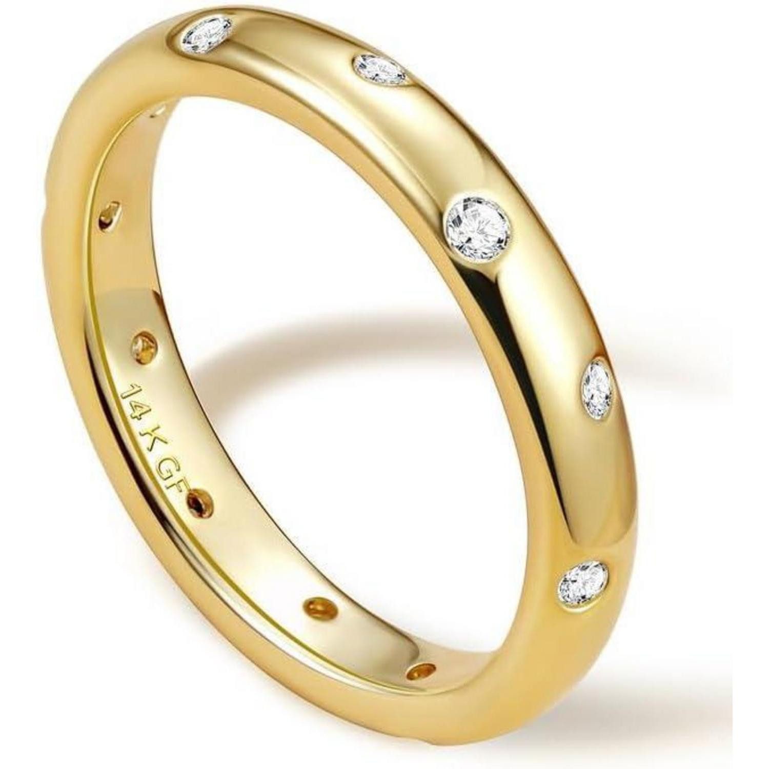 Goldring Ring Damen 14 Karat Goldgefüllt CZ Daumenring Ehering 49 (15.6)