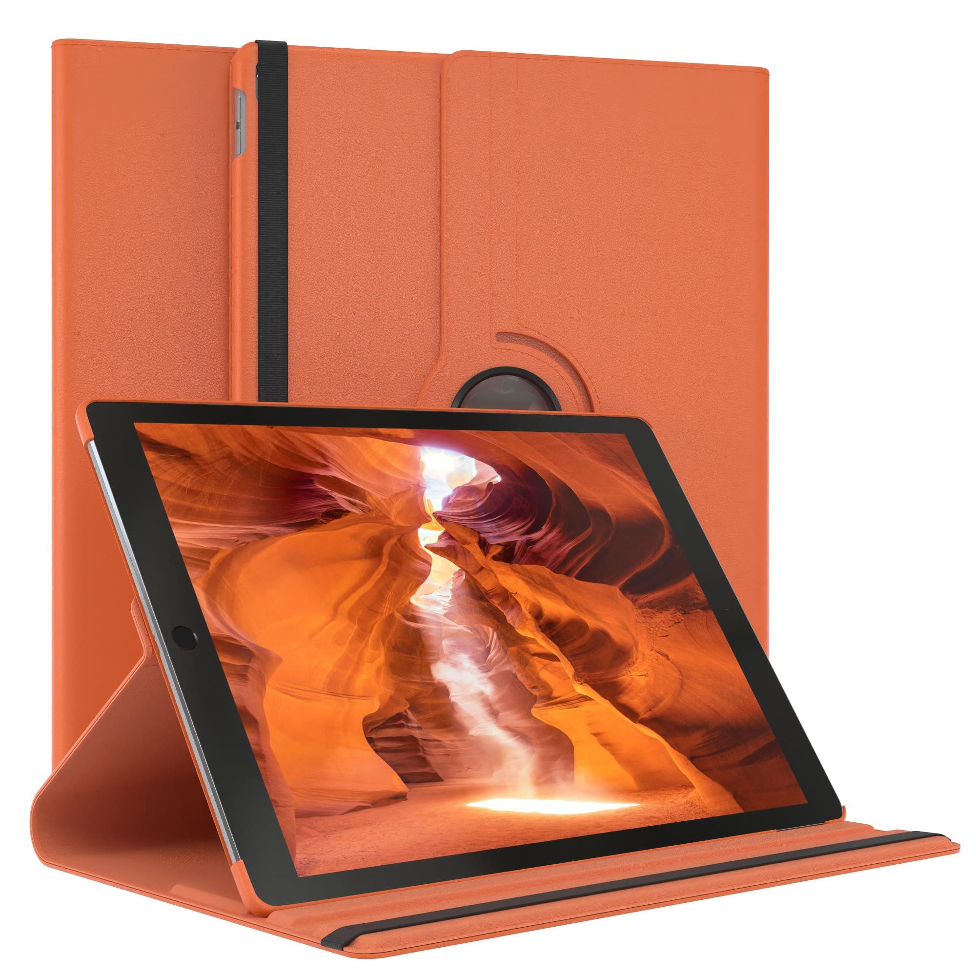 EAZY CASE Tablet-Hülle Rotation Case für Apple iPad Pro 2. Gen. (2017) 12,9 Zoll, Tabletschutz robust magnetisch verstellbar Klappetui mit Deckel Orange